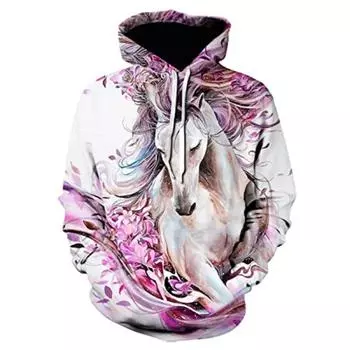 2024 Осень и зима Мужская толстовка с капюшоном 3D на все тело с принтом животных и лошадей унисекс повседневная модная мужская толстовка с капюшоном уличные мужские топы S