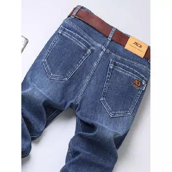 2024 Осень и зима Мужские высококачественные легкие роскошные джинсы Прямые свободные брюки свободного покроя из эластичной ткани в деловом стиле 28