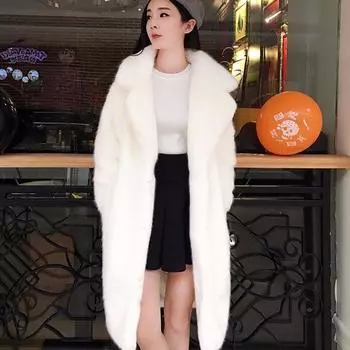 2024 осень и зима новая искусственная шуба средней и длинной длины искусственная норковая бархатная утолщенная теплая куртка свободная женская одежда S code розовый