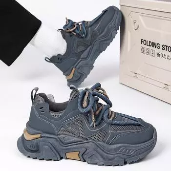 2024 осень и зима, новая корейская версия мужских спортивных кроссовок для бега на толстой подошве, мужская обувь для папы 39 белый