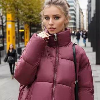 2024 осень и зима новая корейская версия хлопковая одежда женская короткая пушистая одежда свободная стоячая воротничок хлопковая одежда утолщенная куртка one size fits all белый