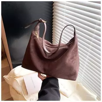 2024 осень и зима новая матовая мода простая универсальная ленивая повседневная сумка-мессенджер через плечо женская коричневый