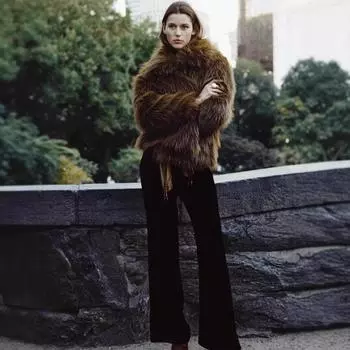 2024 осень и зима новая меховая куртка искусственный мех короткая женская верхняя часть большого размера лисий мех bk0002 XS темно-коричневого