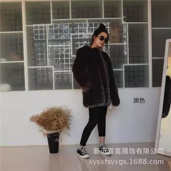 2024 осень и зима новая модная шуба женская средняя и длинная корейская версия шуба из искусственного меха лисы S белый