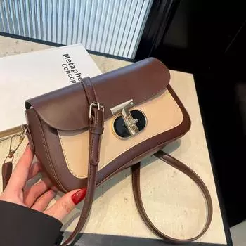 2024 осень и зима новая модная универсальная сумка подмышкой текстурированная ретро мягкая кожаная сумка для поездок на работу сумка через плечо сумка-мессенджер чёрный