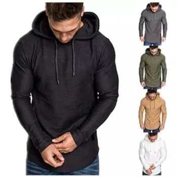 2024 Осень и зима Новая мужская мода сшитая футболка с длинными рукавами Мужская европейская кодовая кофта с капюшоном Мужская футболка XXXL белый