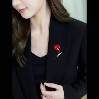 2024 осень и зима новая одежда, блейзер, платье, ципао, аксессуары, антибликовая краска для выпечки, красная брошь в виде цветка красный