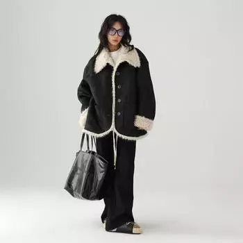 2024 осень и зима новая популярная американская ретро-куртка Майяра из двухстороннего меха с интегрированной овечьей шерстью S