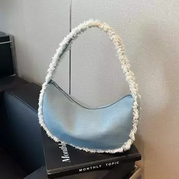 2024 осень и зима новая повседневная сумка в стиле ретро с пельменями модная сумка через плечо женская сумка-мессенджер синий