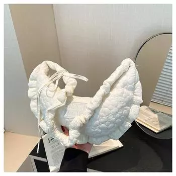 2024 осень и зима новая повседневная сумка в стиле ретро с пельменями модная сумка-мессенджер на шнурке с принтом волн в стиле знаменитостей из Интернета чёрный