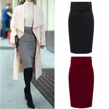 2024 осень и зима новая шерстяная юбка короткая юбка утолщенная средняя и длинная юбка юбка с запахом до бедер XS чёрный