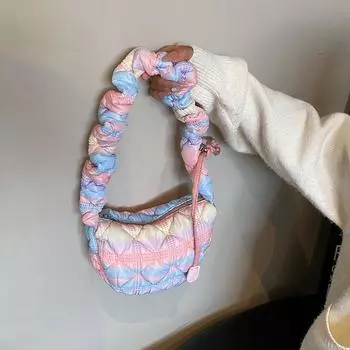 2024 осень и зима новая сумка-мешок cloud bubble down, нишевая корейская версия, плиссированная сумка под мышкой, персонализированная сумка-мессенджер для женщин