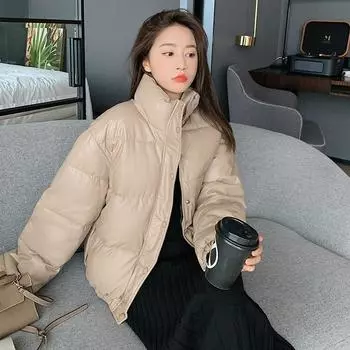 2024 осень и зима новая утолщенная кожаная стойка воротник хлопковая одежда центральноазиатская женская хлопковая утепленная куртка M хаки