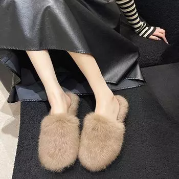 2024 Осень и зима Новая женская обувь Мягкие домашние тапочки Хлопковые тапочки 35 бежевый