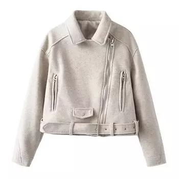 2024 осень и зима новая женская одежда ветер сладкий прохладный костюм воротник инструменты локомотив повседневная однотонная шерстяная куртка куртка XS