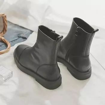 2024 осень и зима новые бархатные низкие универсальные одинарные ботинки с плоской подошвой на молнии ботинки British Martin женские повседневные короткие ботинки 35