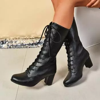 2024 осень и зима новые британские ботинки Martin женские большие размеры короткие ботинки со шнуровкой спереди однотонные кожаные ботинки модные ботинки Martin 35 чёрный