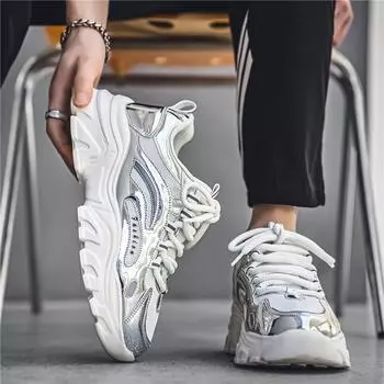 2024 осень и зима новые легкие и универсальные дышащие повседневные сетчатые модные мужские спортивные туфли для пап на толстой подошве 39