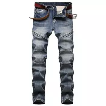 2024 Осень и зима Новые мужские джинсы Европейская и американская индивидуальность Ностальгические украшения на молнии Джинсы модные мужские 29
