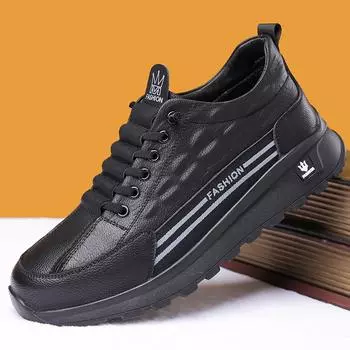 2024 осень и зима новые мужские повседневные кожаные туфли мужские туфли с крокодиловым узором белые туфли мужские бархатные теплые 95128 38