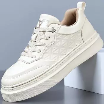 2024 осень и зима новые мужские повседневные кожаные туфли ручной работы мужские спортивные универсальные туфли для серфинга белые туфли легкие 0025 38 белый