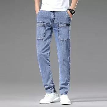 2024 Осень и зима Новые облегающие прямые джинсы эластичные универсальные повседневные мужские длинные брюки 28
