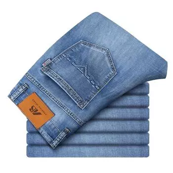 2024 Осень и зима Новые высококачественные эластичные прямые повседневные деловые мужские джинсовые брюки больших размеров 28