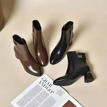 2024 Осень и зима Новые высококачественные популярные ботильоны из мягкой кожи Короткие остроносые одинарные ботинки Zapatos De Mujer 35 коричневый