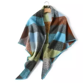 2024 Осень и зима Новый искусственный кашемировый клетчатый шарф длинный треугольный шарф теплый шарф женская толстая шаль универсальный 120*120*190cm