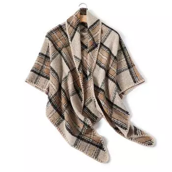 2024 Осень и зима Новый искусственный кашемировый клетчатый шарф длинный треугольный шарф теплый шарф женская толстая шаль универсальный 135*135*200cm