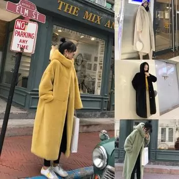 2024 осень и зима новый искусственный мех норки утолщенный свободный плюшевый джемпер длинное пальто пальто женское XXL