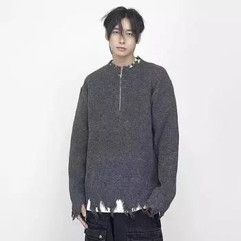 2024 Осень и зима Новый кардиган свитер ретро повседневный ленивый стиль вязаный свитер мужской однотонный пиджак M серый