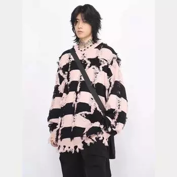 2024 Осень и зима Новый кардиган свитер ретро повседневный ленивый стиль вязаный свитер мужской однотонный пиджак M серый