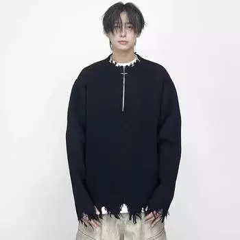 2024 Осень и зима Новый кардиган свитер ретро повседневный ленивый стиль вязаный свитер мужской однотонный пиджак M серый