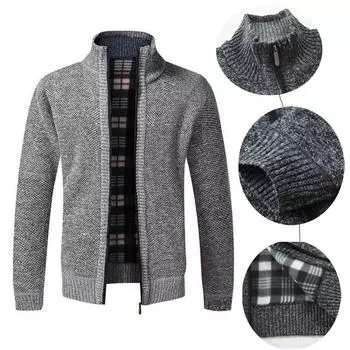 2024 Осень и зима Новый модный однотонный мужской свитер куртка большого размера свободный свитер мужской повседневный молодежный вязаный кардиган M синий