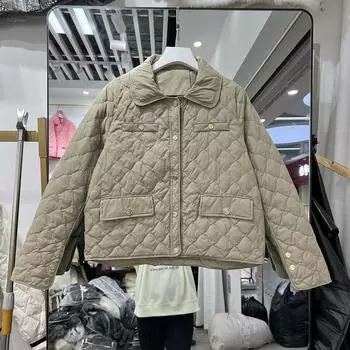 2024 осень и зима новый модный темперамент легкий лацкан короткий пуховик женский свободный с длинными рукавами корейская версия модная куртка S