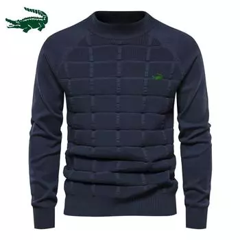 2024 осень и зима, новый мужской пуловер с круглым вырезом, свитер, повседневная нижняя одежда высокого качества, трикотаж