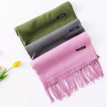 2024 Осень и зима Новый однотонный удлиненный тонкий искусственный кашемировый шарф универсальный теплый шарф для защиты шеи шаль для женщин 200*70cm