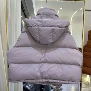 2024 осень и зима новый пуховик женский короткий с капюшоном утолщенный корейский вариант свободная и тонкая куртка на белом утином пуху One size чёрный