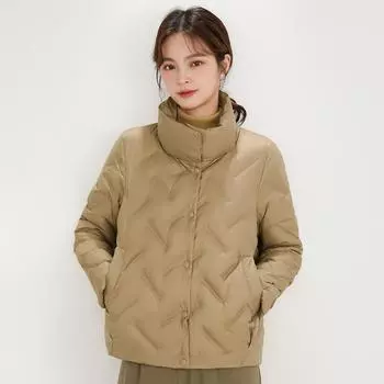2024 осень и зима новый пуховик женский легкий и тонкий воротник-стойка 90 белый утиный пух модное и тонкое короткое пальто S красный