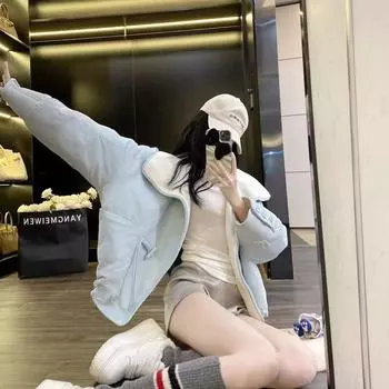 2024 осень и зима новый пуховик женский короткий из овечьей шерсти с большими лацканами вельветовый модный утолщенный свободный пальто Average size 90-80kg