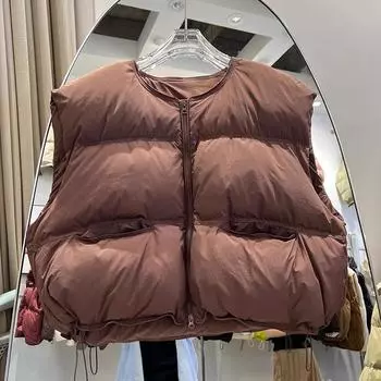 2024 осень и зима новый пуховик женский жилет свободный силуэт пушистый жилет жилет жилет универсальный куртка прилив average size, recommended within 75kg
