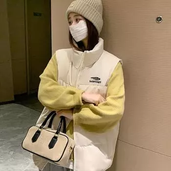 2024 осень и зима новый пуховый жилет женский повседневный модный жилет в студенческом стиле для ношения на улице жилет в иностранном стиле верхняя куртка S