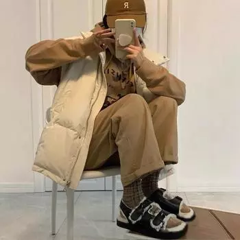 2024 осень и зима новый пуховый жилет женский жилет в студенческом стиле жилет жилет куртка S 90-60kg