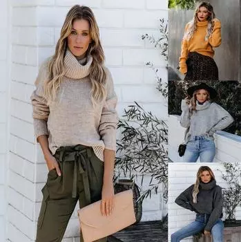 2024 Осень и зима Новый свитер с высоким воротом, свитер для поездок на работу, свитер с круглым воротом для женщин S розовый