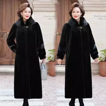 2024 осень и зима новый тренчкот длиной до колена повседневный большой размер женский норковый бархатный мех темпераментное пальто XL [95-57.5 kg recommended]