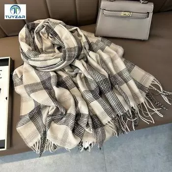 2024 Осень и зима Новый удлиненный кашемировый шарф универсальный женский теплый шарф для защиты шеи двухсторонний шарф шаль 200*70cm