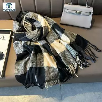 2024 Осень и зима Новый удлиненный кашемировый шарф универсальный женский теплый шарф для защиты шеи двухсторонний шарф шаль 200*70cm