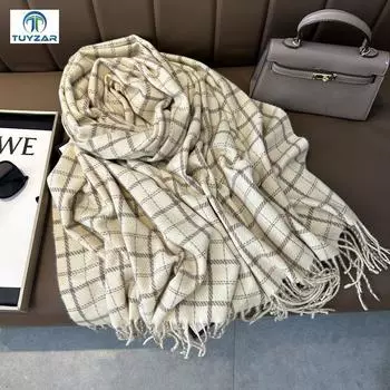 2024 Осень и зима Новый удлиненный кашемировый шарф универсальный женский теплый шарф для защиты шеи двухсторонний шарф шаль 200*70cm