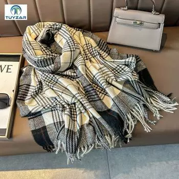 2024 Осень и зима Новый удлиненный кашемировый шарф универсальный женский теплый шарф для защиты шеи двухсторонний шарф шаль 200*70cm